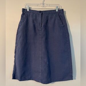 L.L. Bean 100% Linen Straight Skirt Casual Classic Fit Blue Size 10 Petite